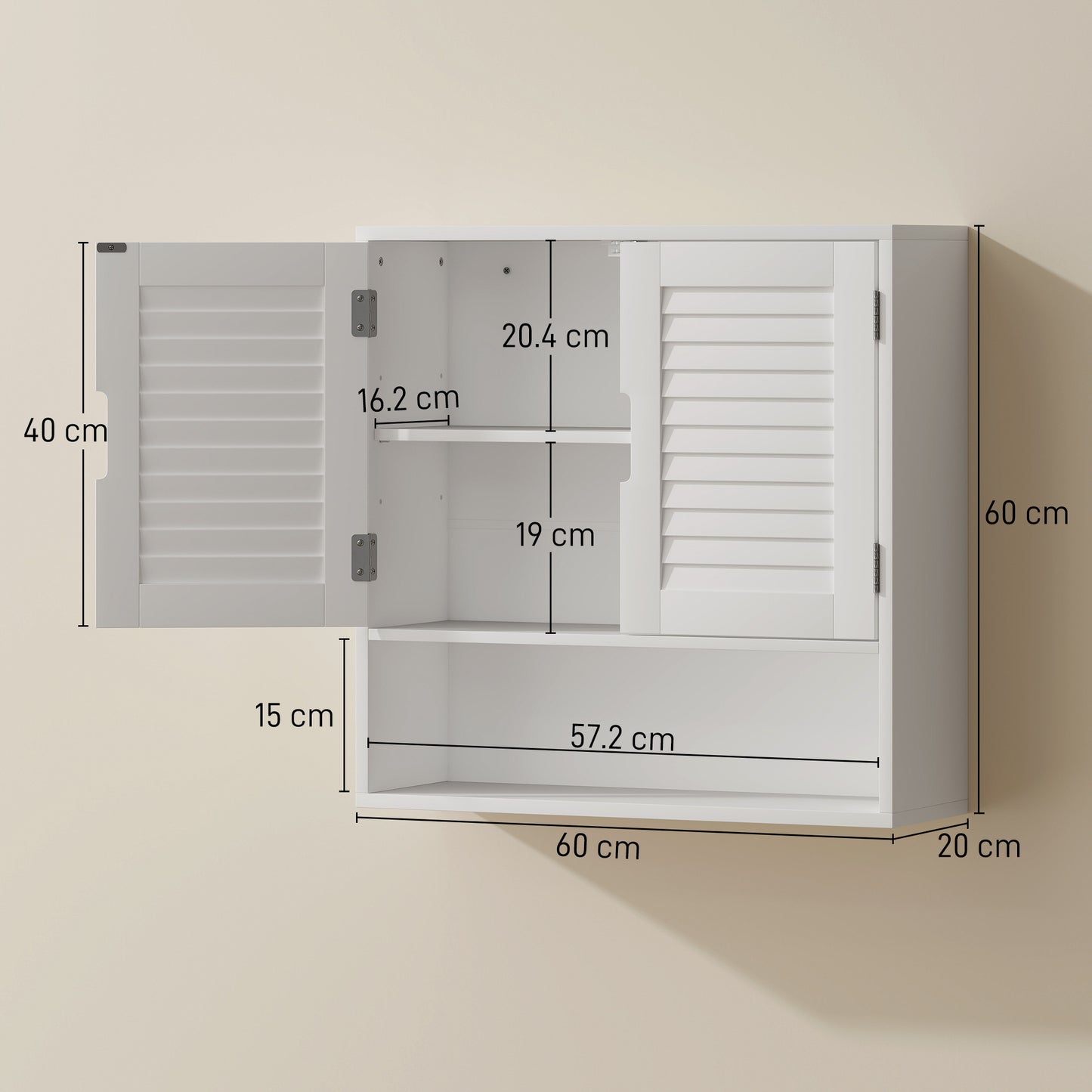 Bathroom Cabinet, Wall Mounted Cabinet with Adjustable Shelves, White