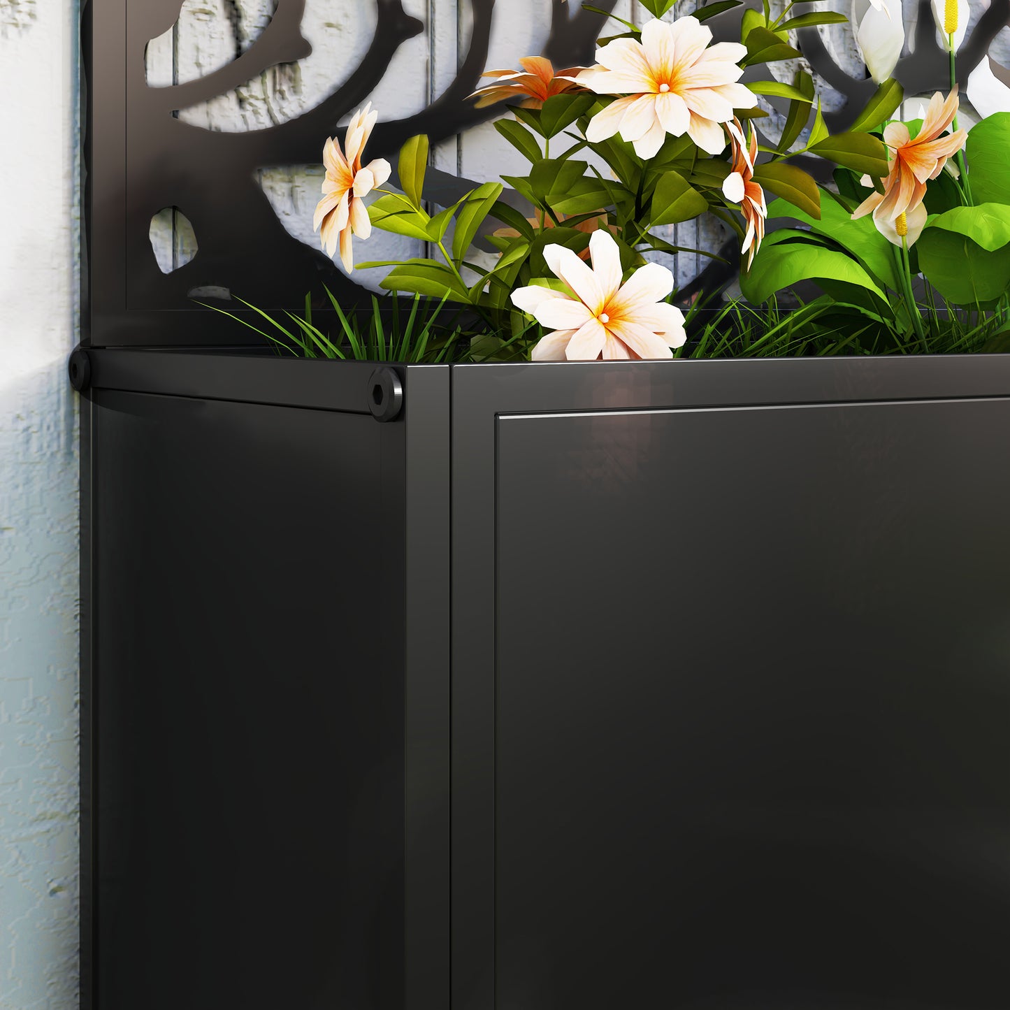 Metal Raised Garden Bed with Trellis, Outdoor Elevated Planter Box
