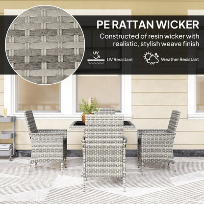 4 Seater Rattan Garden Furniture Set with Cushion, Mixed-Grey