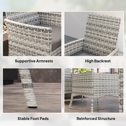 4 Seater Rattan Garden Furniture Set with Cushion, Mixed-Grey