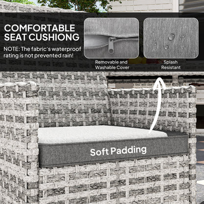 4 Seater Rattan Garden Furniture Set with Cushion, Mixed-Grey