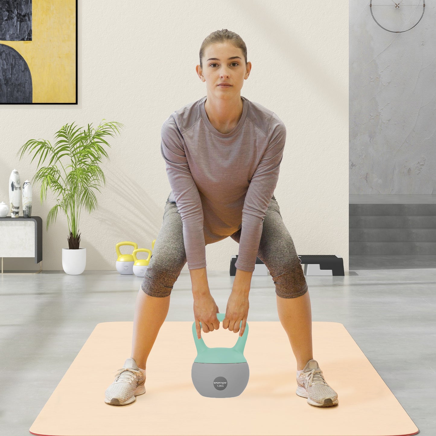 12KG Kettlebell with Soft Body and Non-Slip Handle, Grey and Green