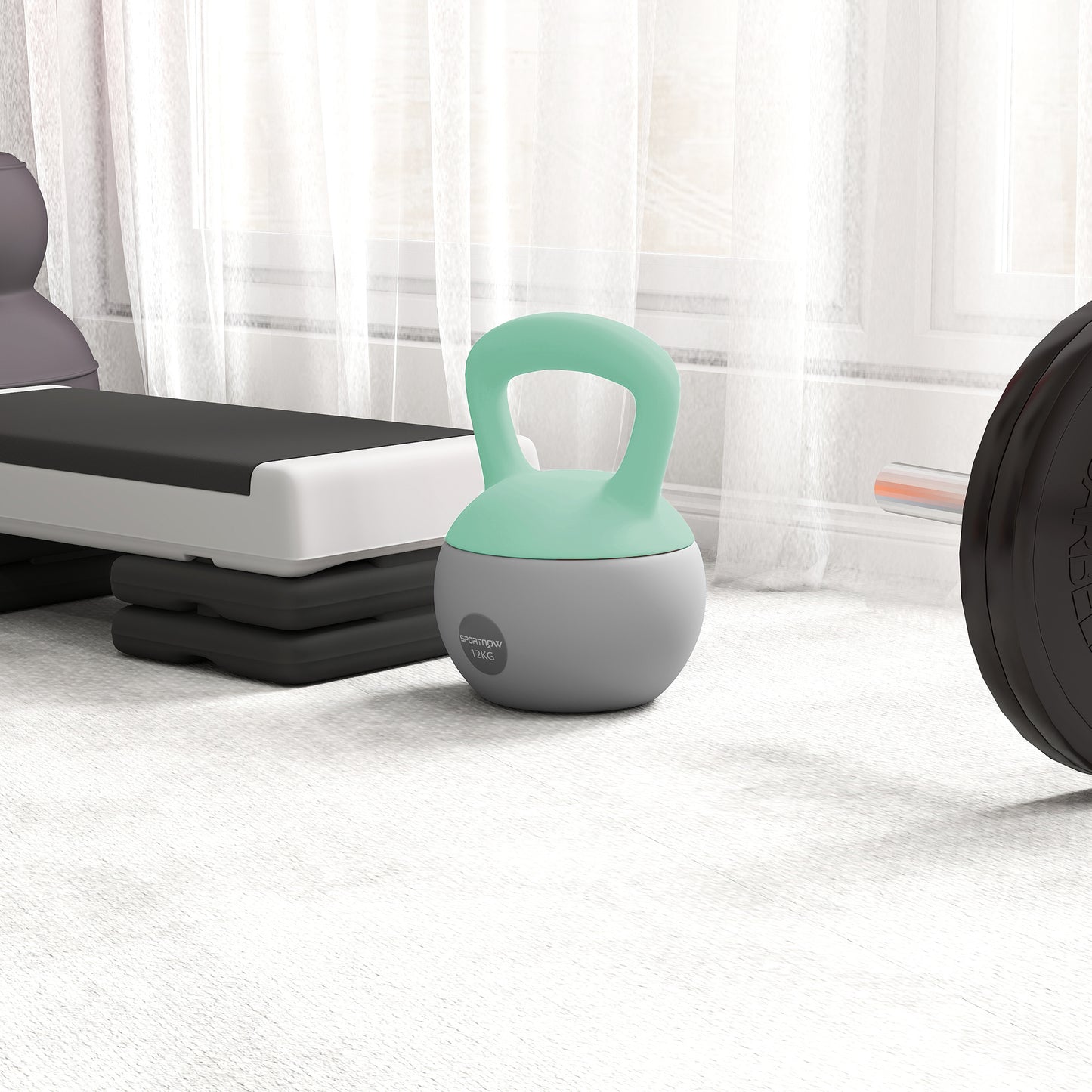 12KG Kettlebell with Soft Body and Non-Slip Handle, Grey and Green