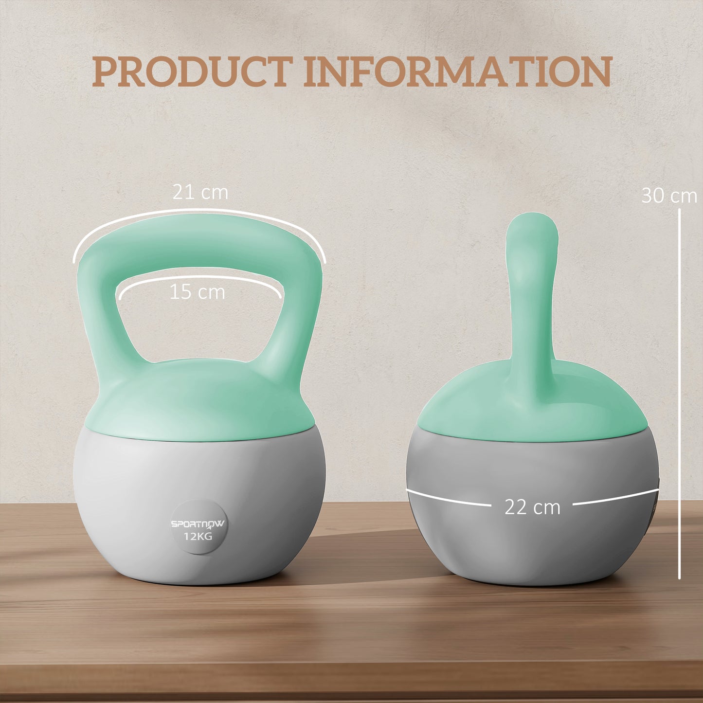 12KG Kettlebell with Soft Body and Non-Slip Handle, Grey and Green