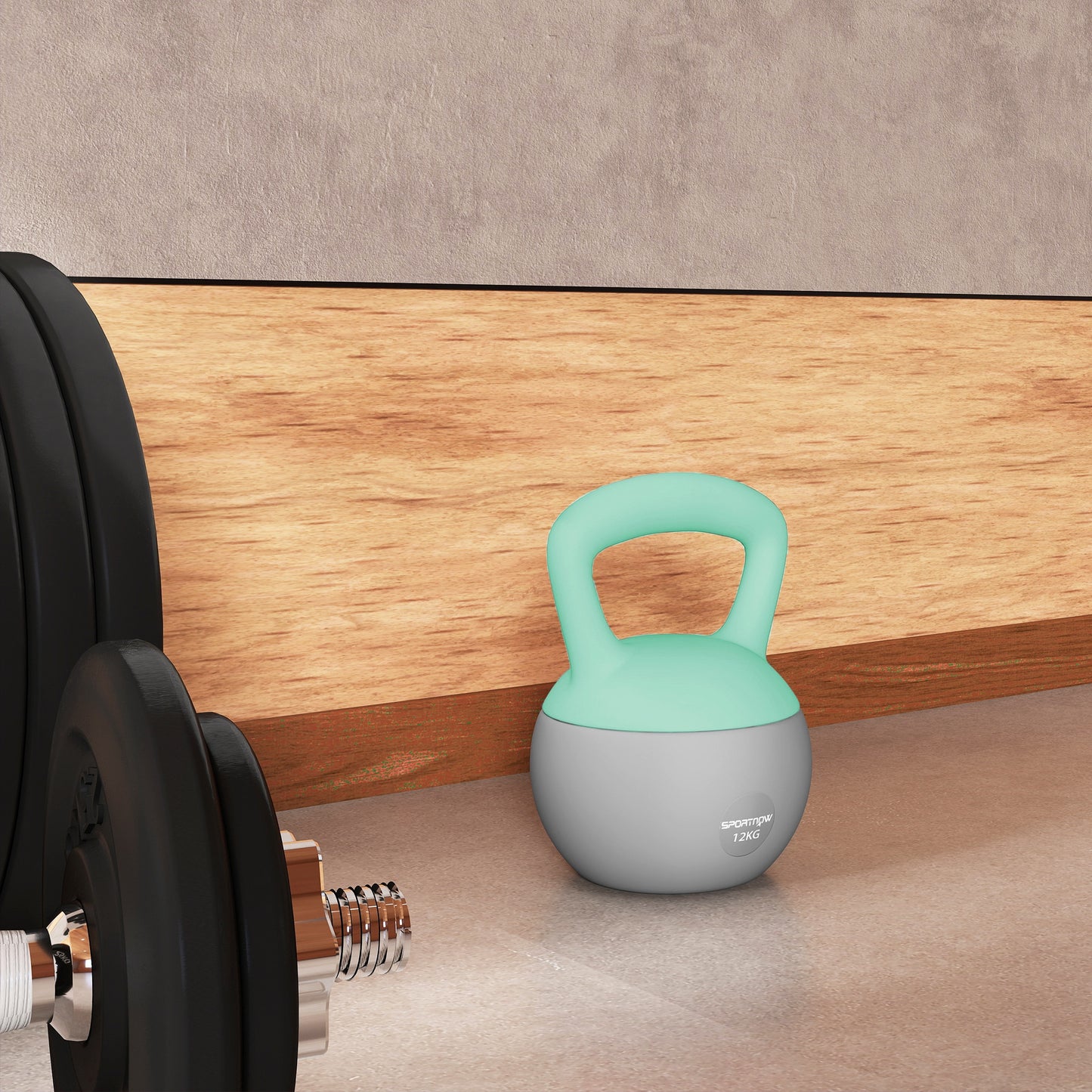 12KG Kettlebell with Soft Body and Non-Slip Handle, Grey and Green