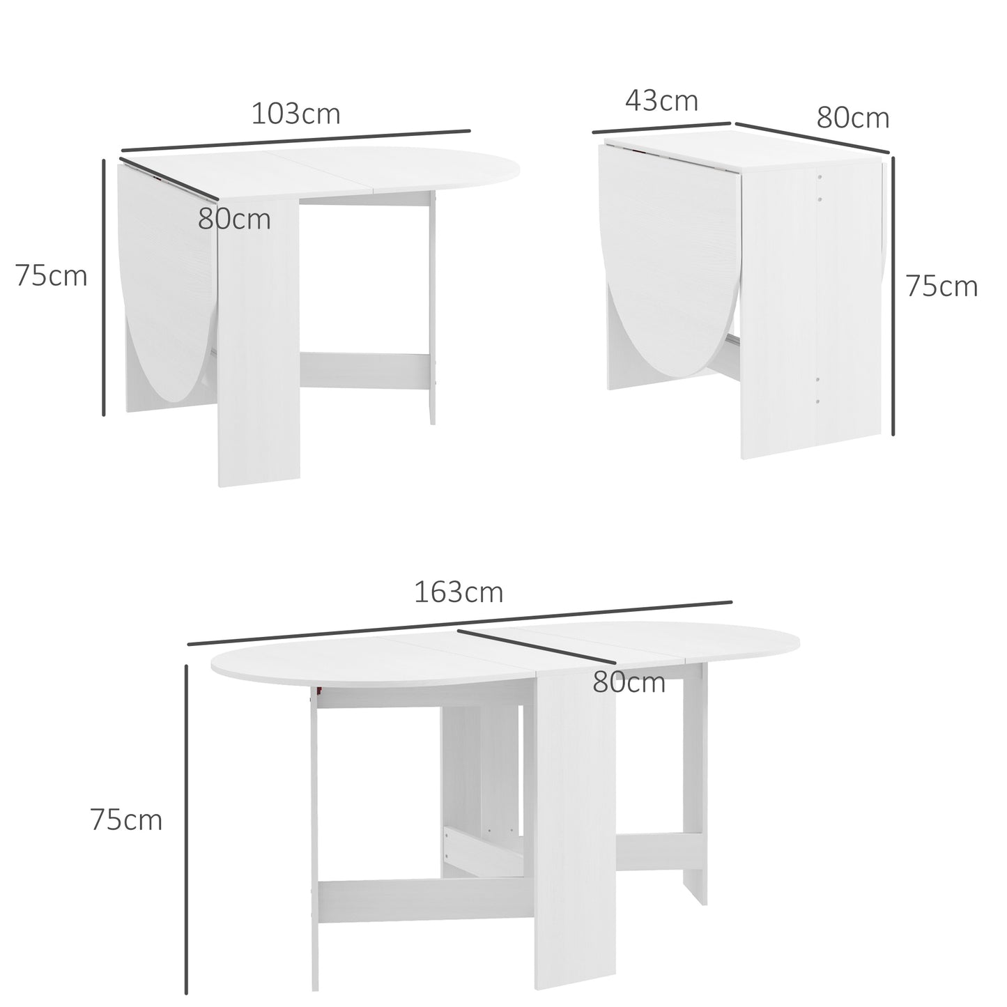 Oval Kitchen Table for Dining Room, Small Spaces, Ash Wood-Effect