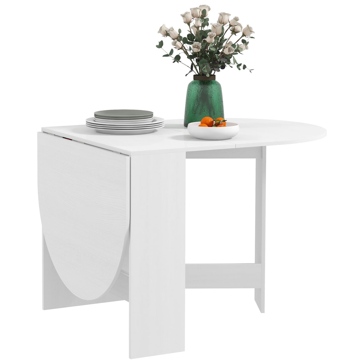Oval Kitchen Table for Dining Room, Small Spaces, Ash Wood-Effect