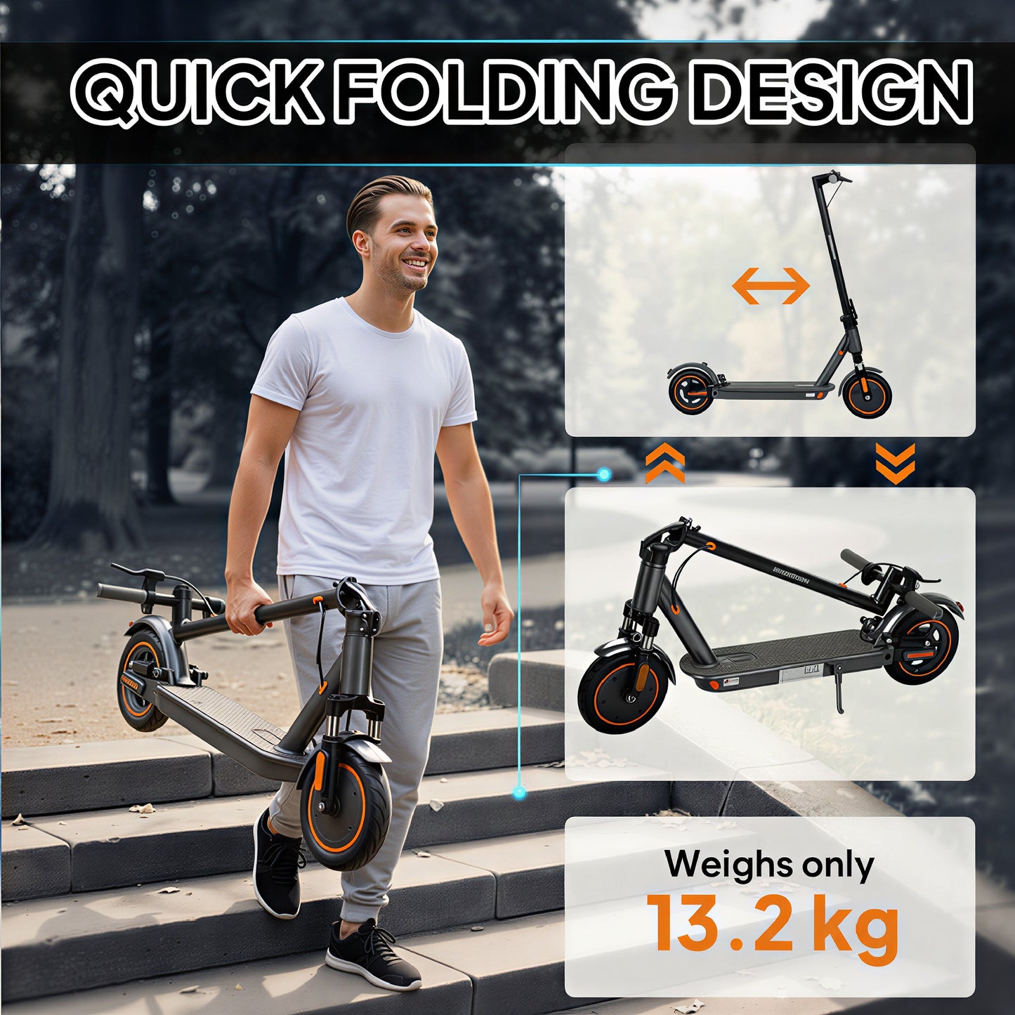 Electric Scooter, Folding E-Scooter with 350W Motor, 30km Range