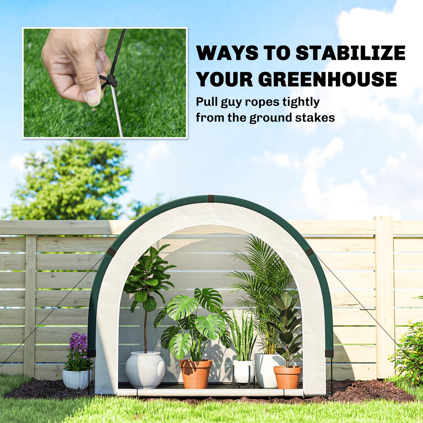 Foldable Small Greenhouse, Mini Greenhouse with PE Base, Green