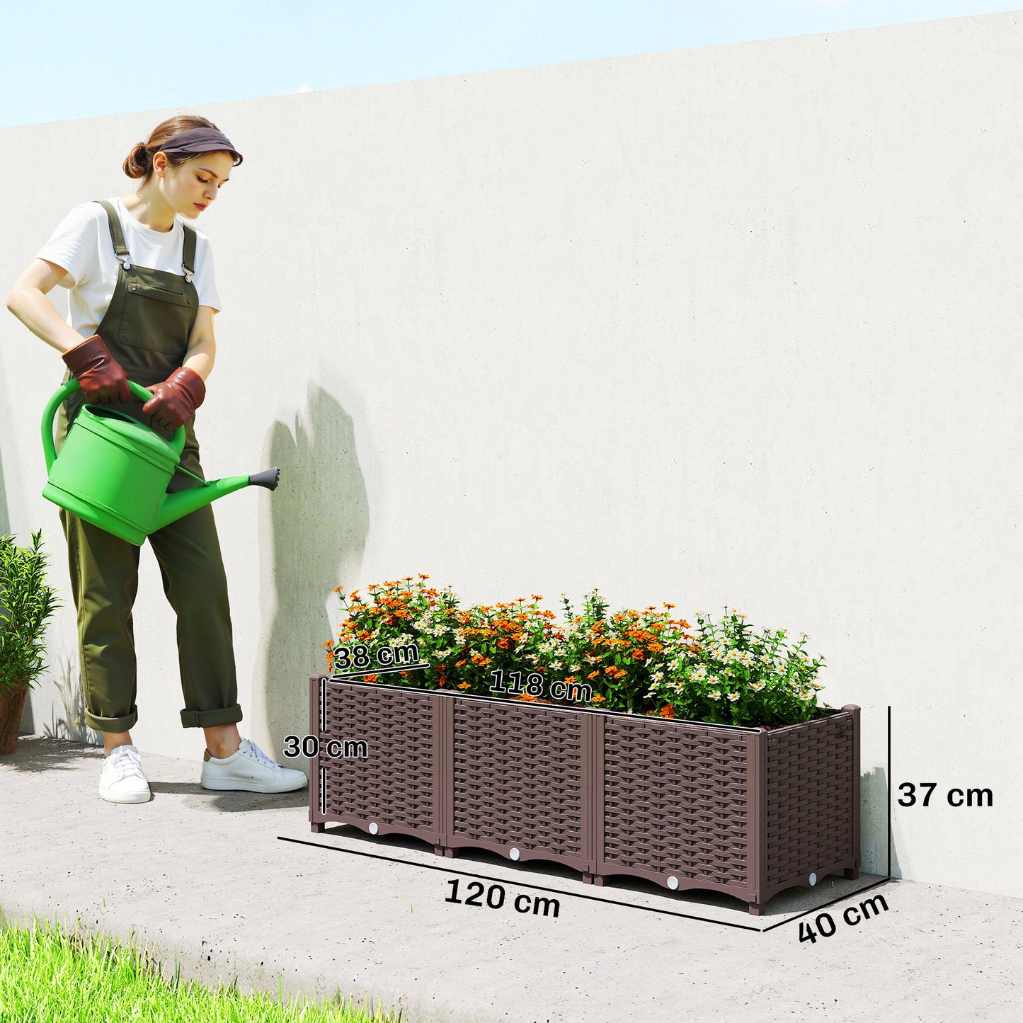 Plastic Raised Garden Bed with Legs and Drainage Holes and Plugs