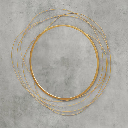 Metal Wall Art 65cm Round Mirror for Living Room Dining Room Gold Tone