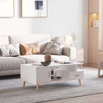 Modern Minimalism Storage Coffee Table Wooden Living Room w/ Drawer