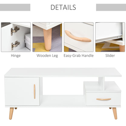 Modern Minimalism Storage Coffee Table Wooden Living Room w/ Drawer