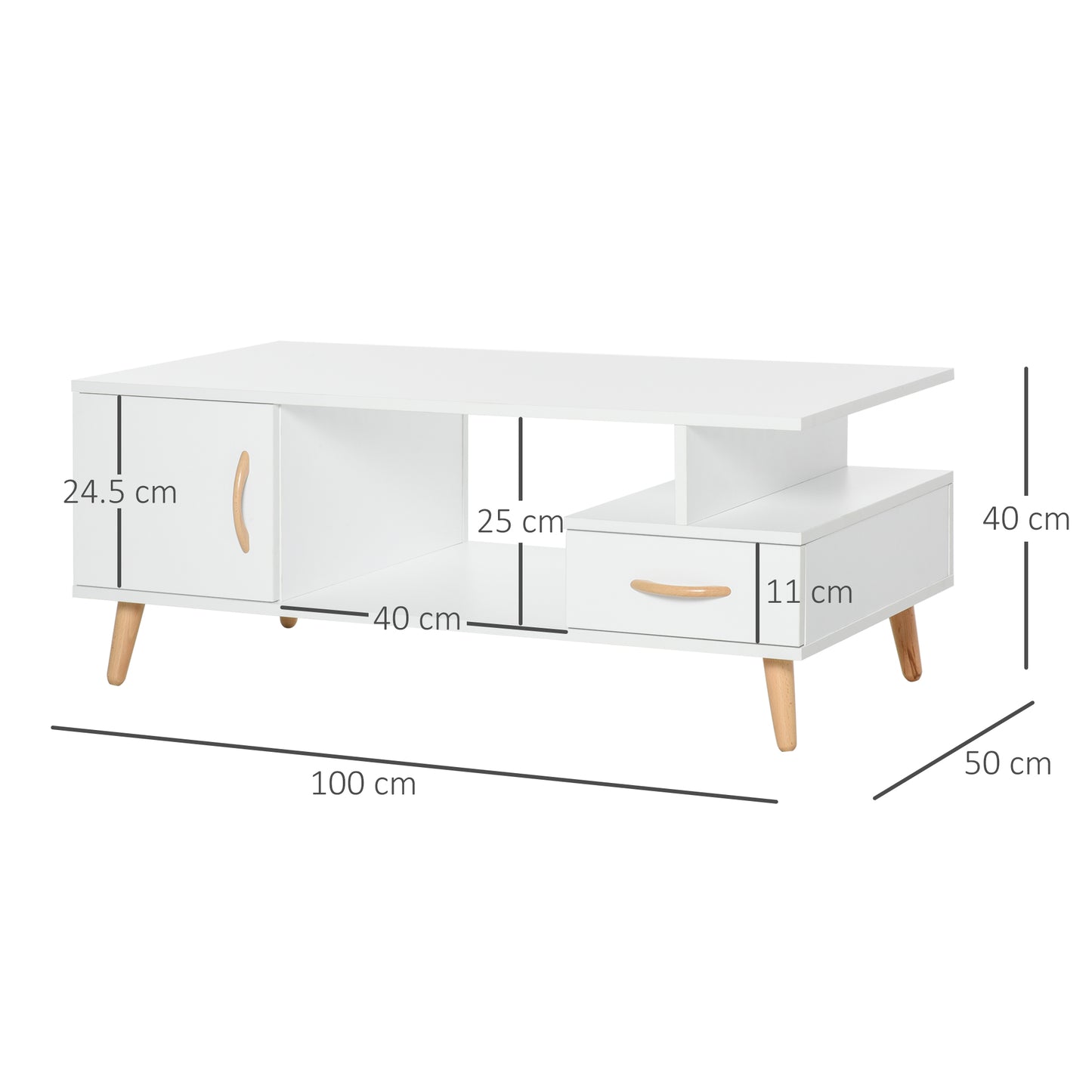 Modern Minimalism Storage Coffee Table Wooden Living Room w/ Drawer