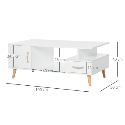 Modern Minimalism Storage Coffee Table Wooden Living Room w/ Drawer