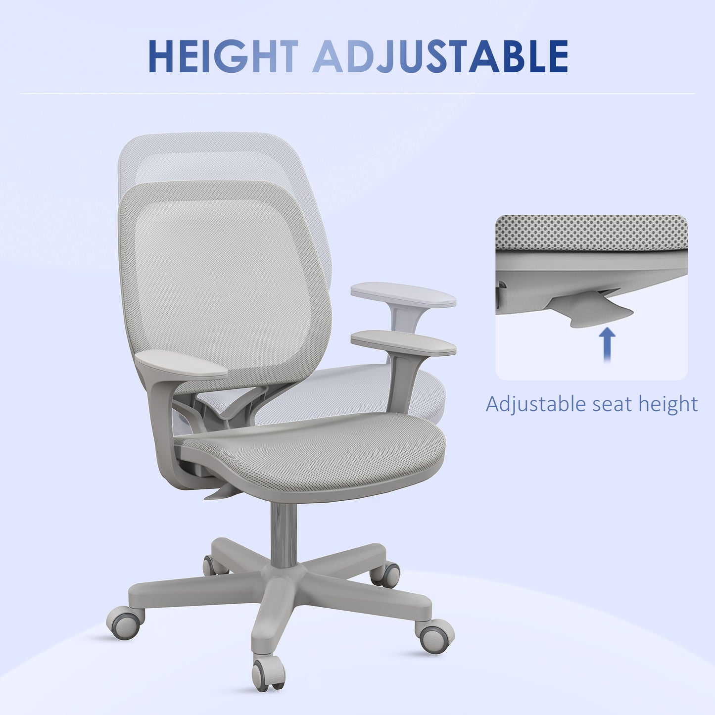 Office Chair, 360 Degree Swivel Desk Chair with Security Wheels, Grey