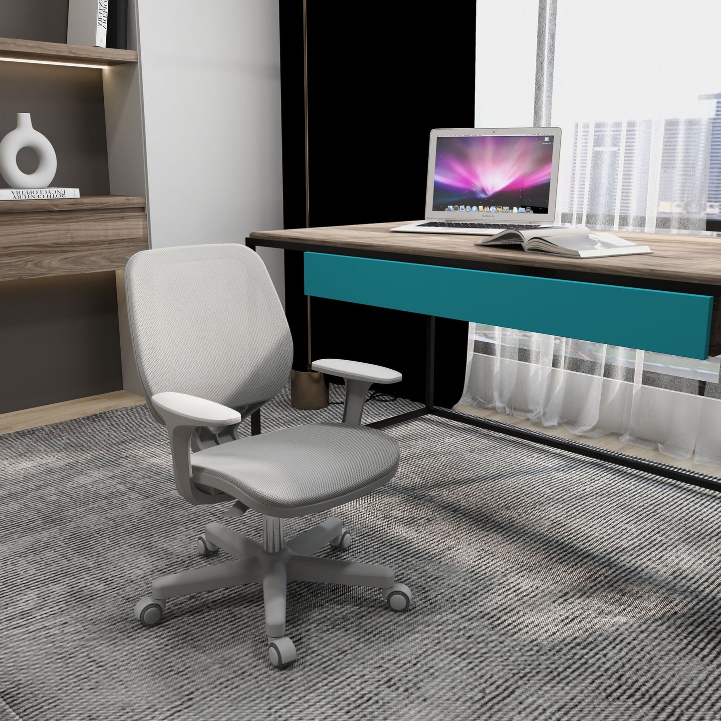 Office Chair, 360 Degree Swivel Desk Chair with Security Wheels, Grey