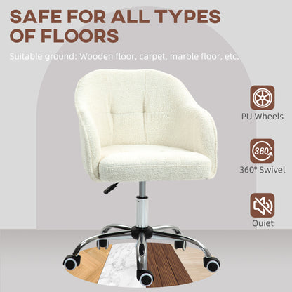 Fluffy Vanity Chair for Desk, with Height Adjustable, Wheels, Cream