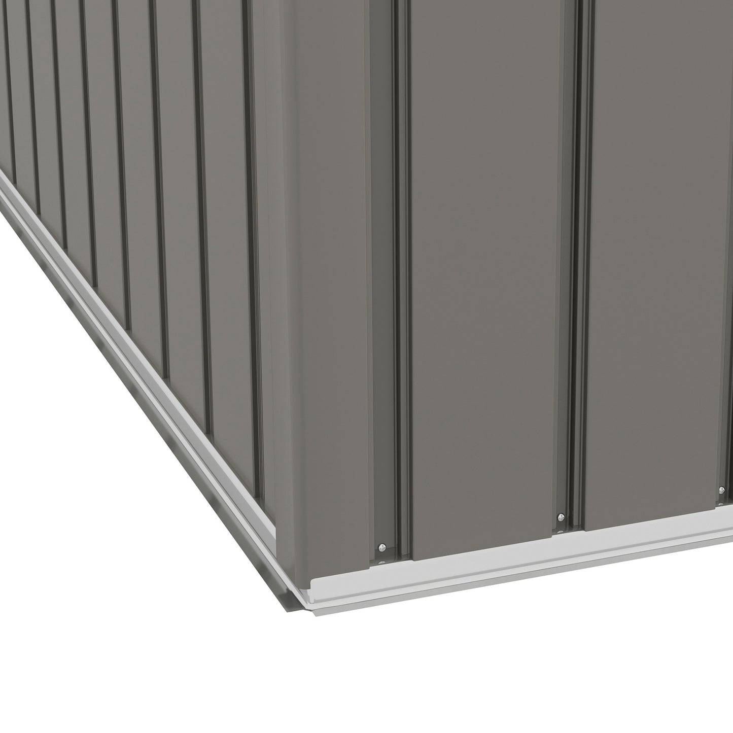 8 x 6ft Outdoor Garden Storage Shed Metal Tool House with Ventilation and Sliding Doors Light Grey