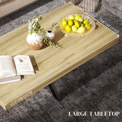 Industrial Coffee Table, End Table with Steel Frame, 110x60 x45cm