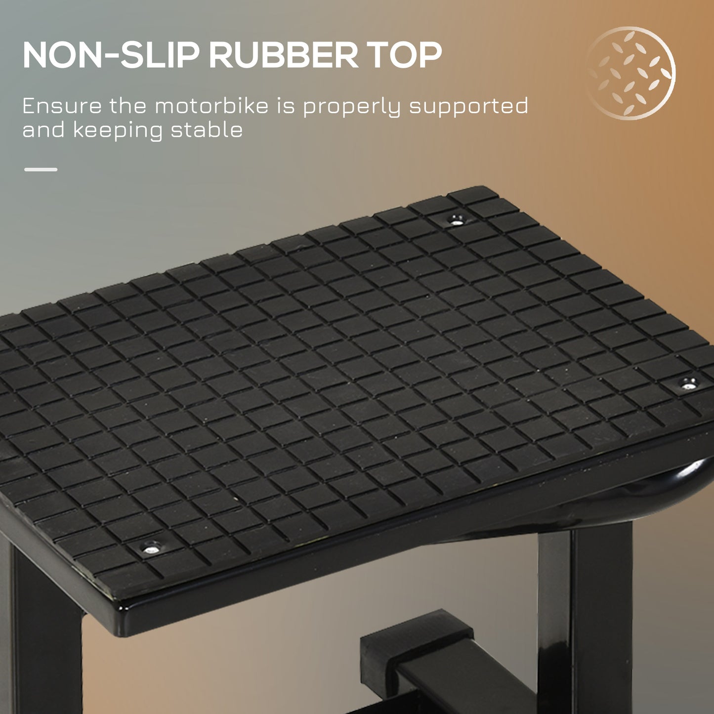 150KG Steel Motorbike Manual Jack Lift Rubber Platform Crank Lift