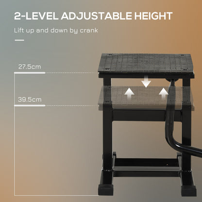 150KG Steel Motorbike Manual Jack Lift Rubber Platform Crank Lift