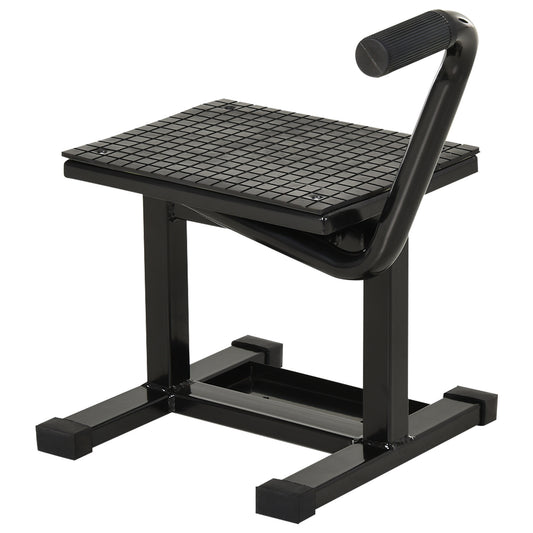 150KG Steel Motorbike Manual Jack Lift Rubber Platform Crank Lift