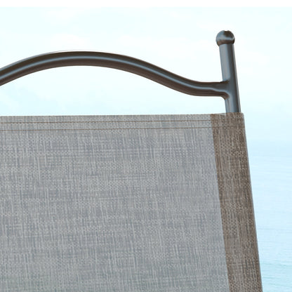 Folding Chairs Set, Breathable Mesh Fabric Seat, Mixed Brown
