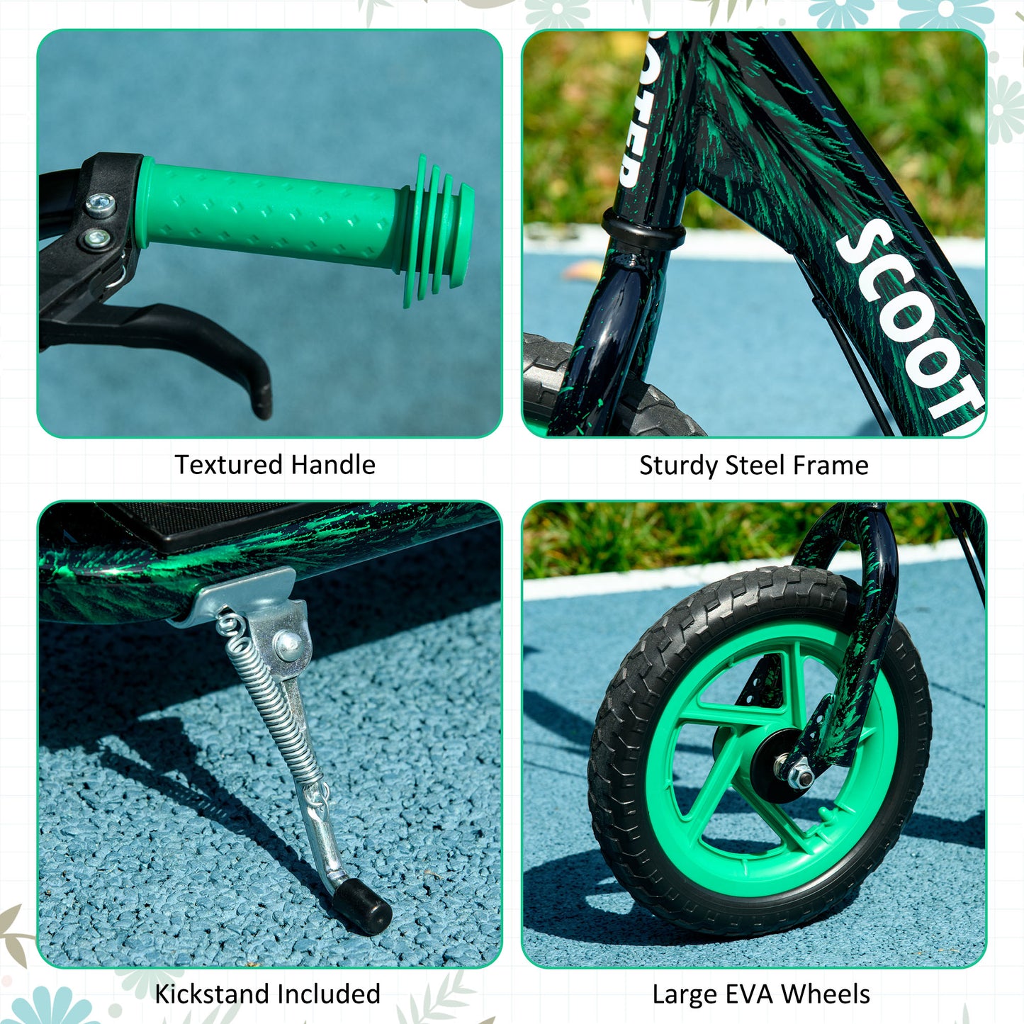 Kids Scooter with Adjustable Handlebar, Kick Scooter, Green