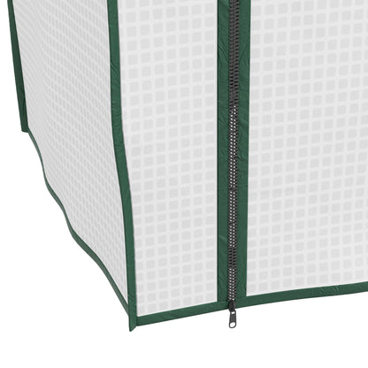 Portable Mini Greenhouse with Roll-up Door and Wire Shelves, White