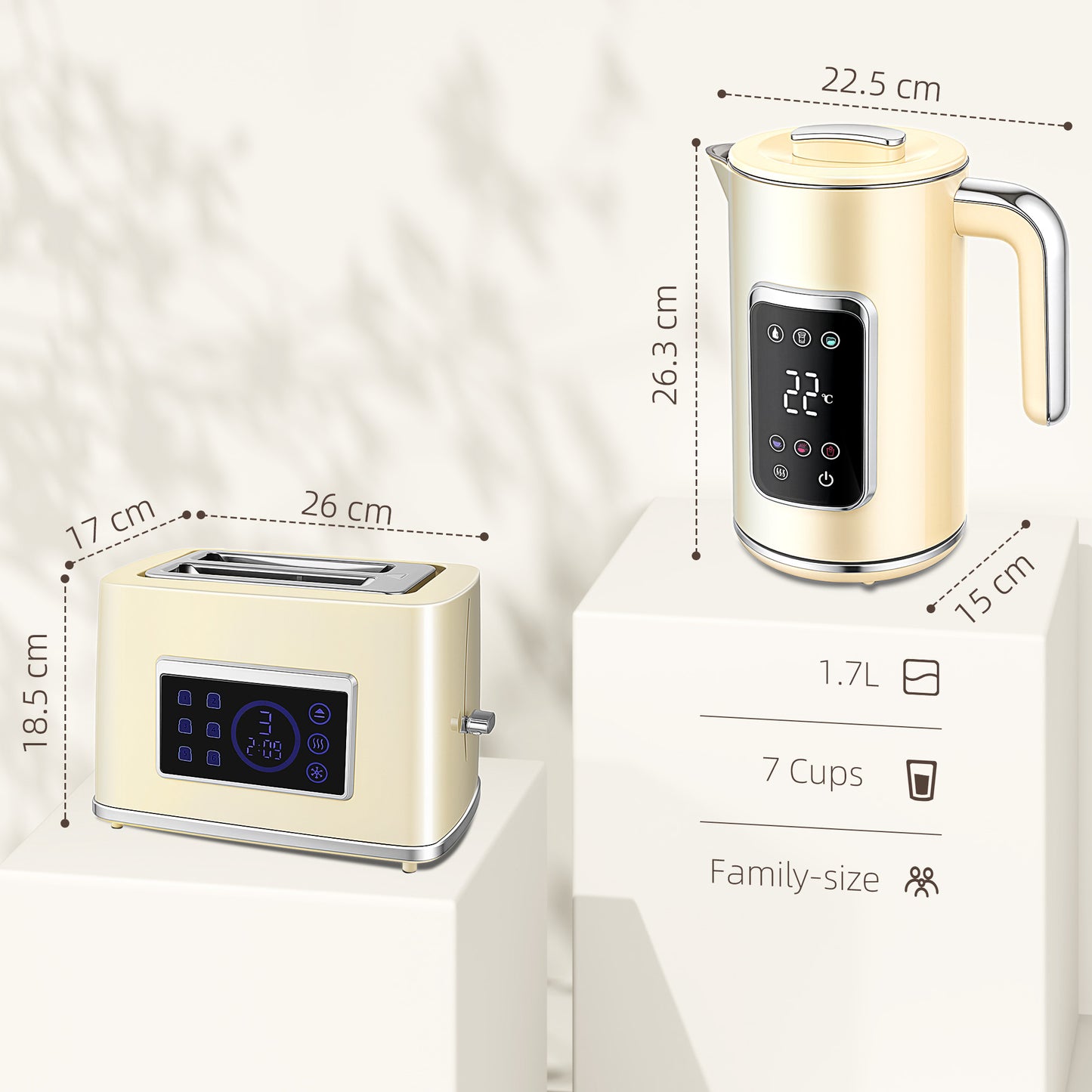 1.7L 3000W Boil Kettle and Toaster Set