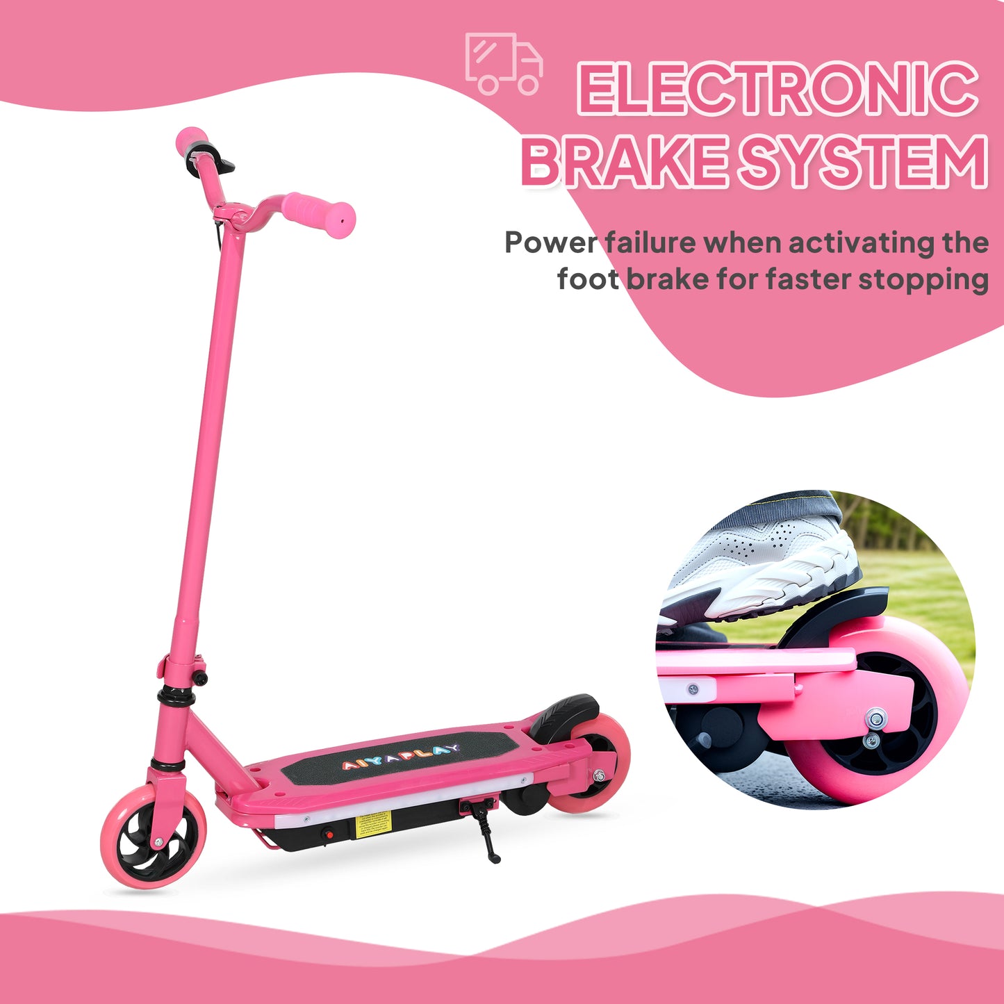 Electric Scooter for Ages 6-14 Years, with Colourful Lights, Pink