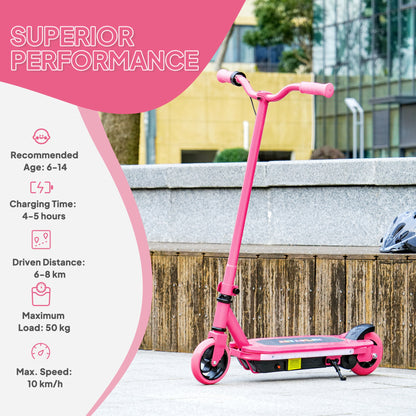 Electric Scooter for Ages 6-14 Years, with Colourful Lights, Pink