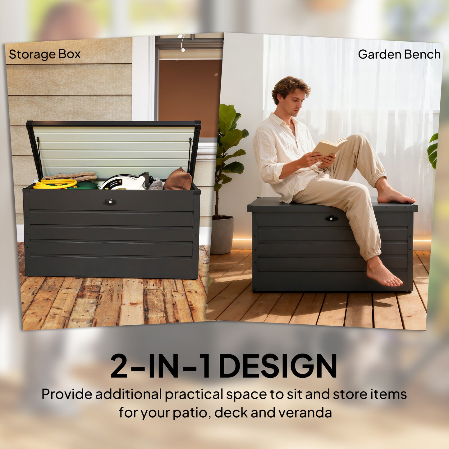 311L Garden Storage Box, Waterproof Outdoor Storage Box for Tools