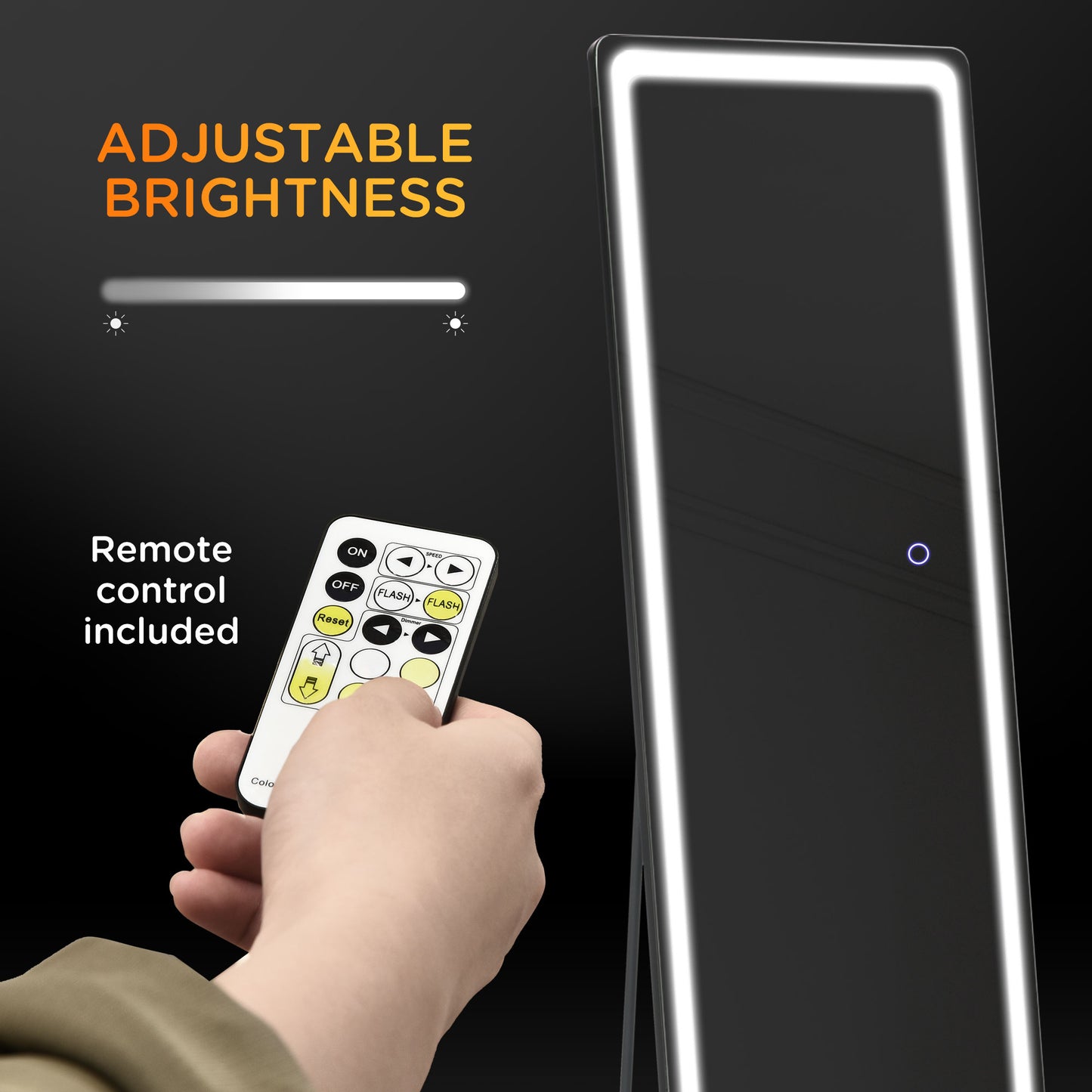 LED Lighted Full Length Mirror, Floor Standing or Wall Mount Bedroom