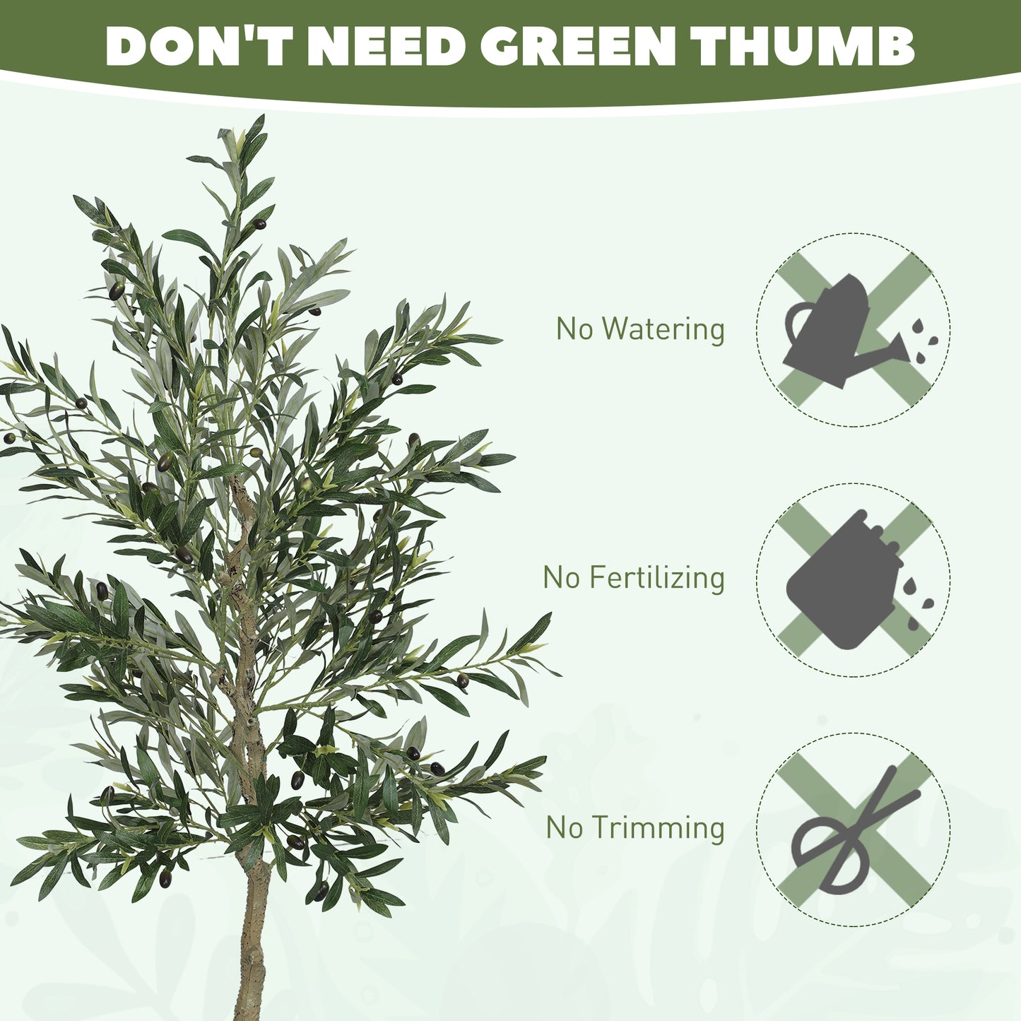 Indoor Artificial Plant, Faux Potted Silk Olive Tree, 180cm