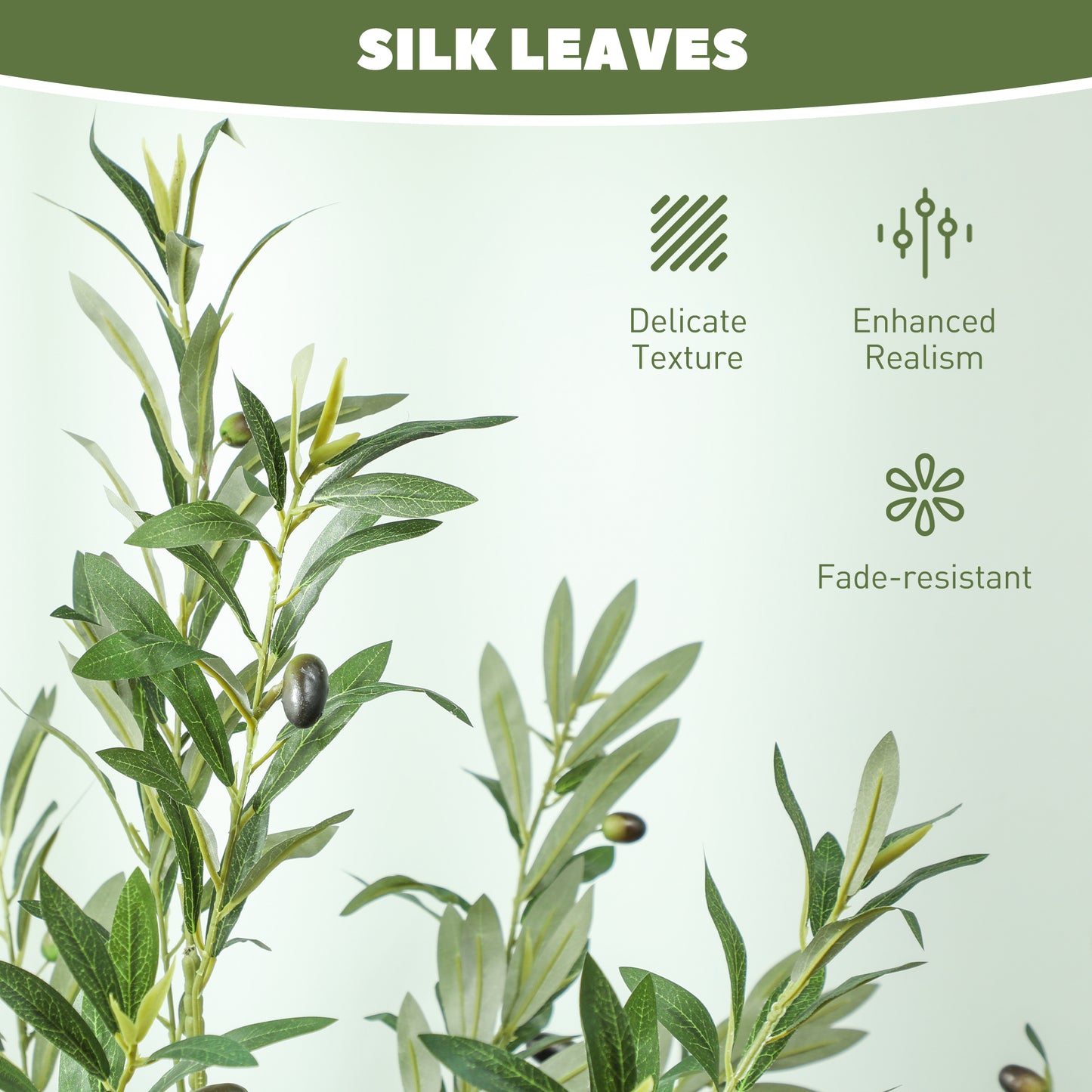 Indoor Artificial Plant, Faux Potted Silk Olive Tree, 180cm