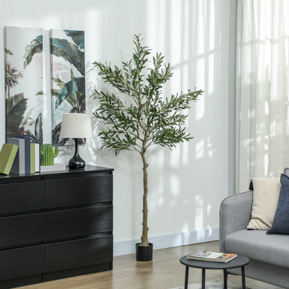 Indoor Artificial Plant, Faux Potted Silk Olive Tree, 180cm