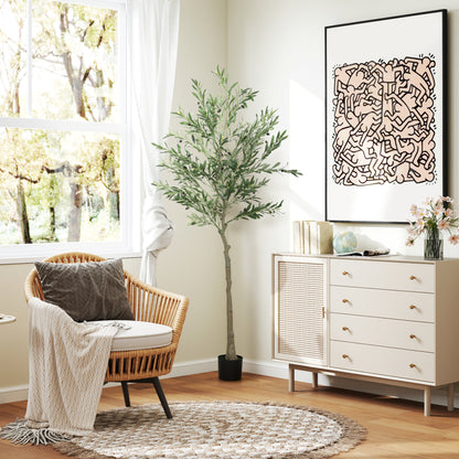 Indoor Artificial Plant, Faux Potted Silk Olive Tree, 180cm