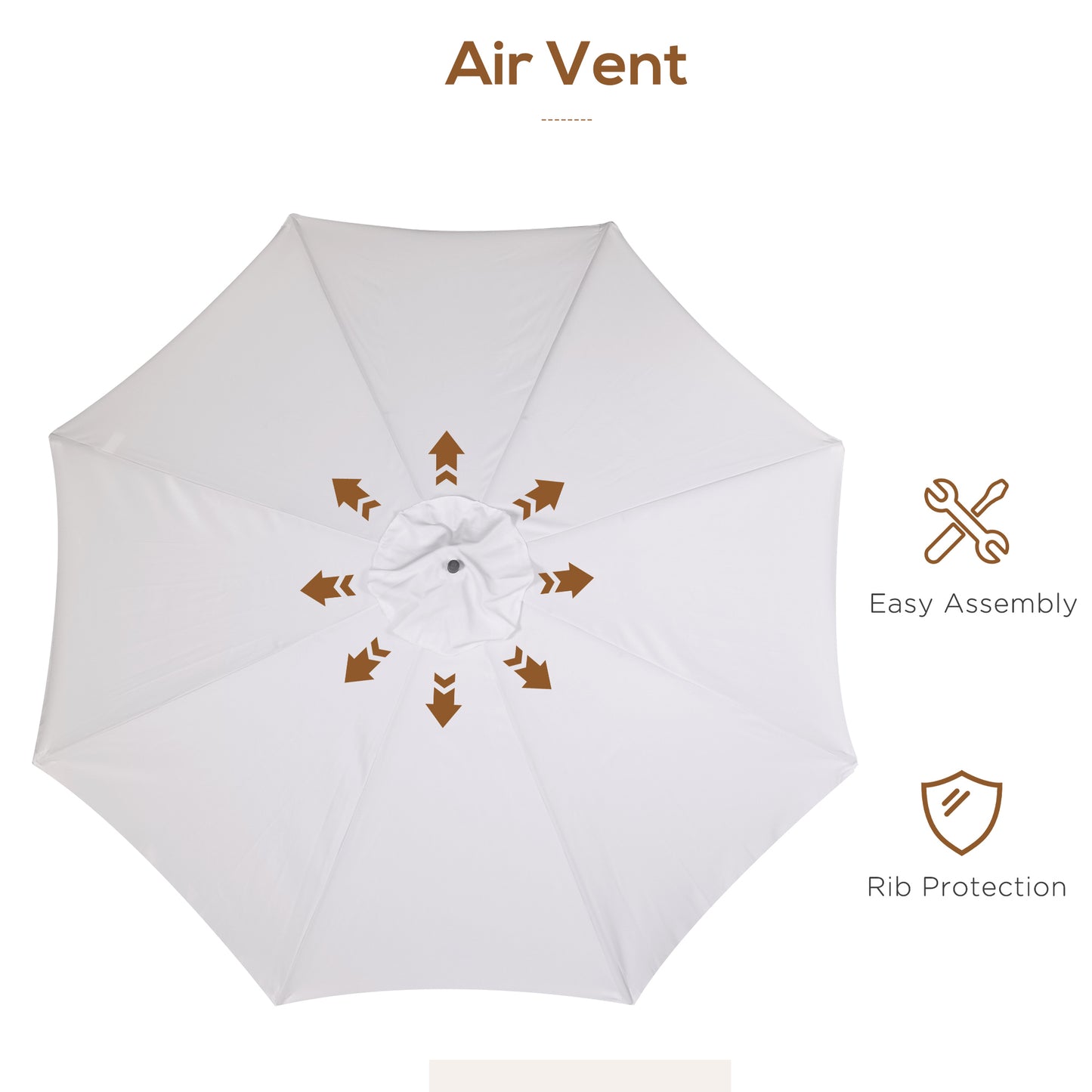 Garden Parasol Patio Umbrella with Ruffles Cream White