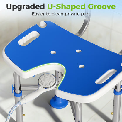 Shower Chair with U-Shaped Cutout, Height Adjustable Shower Chair