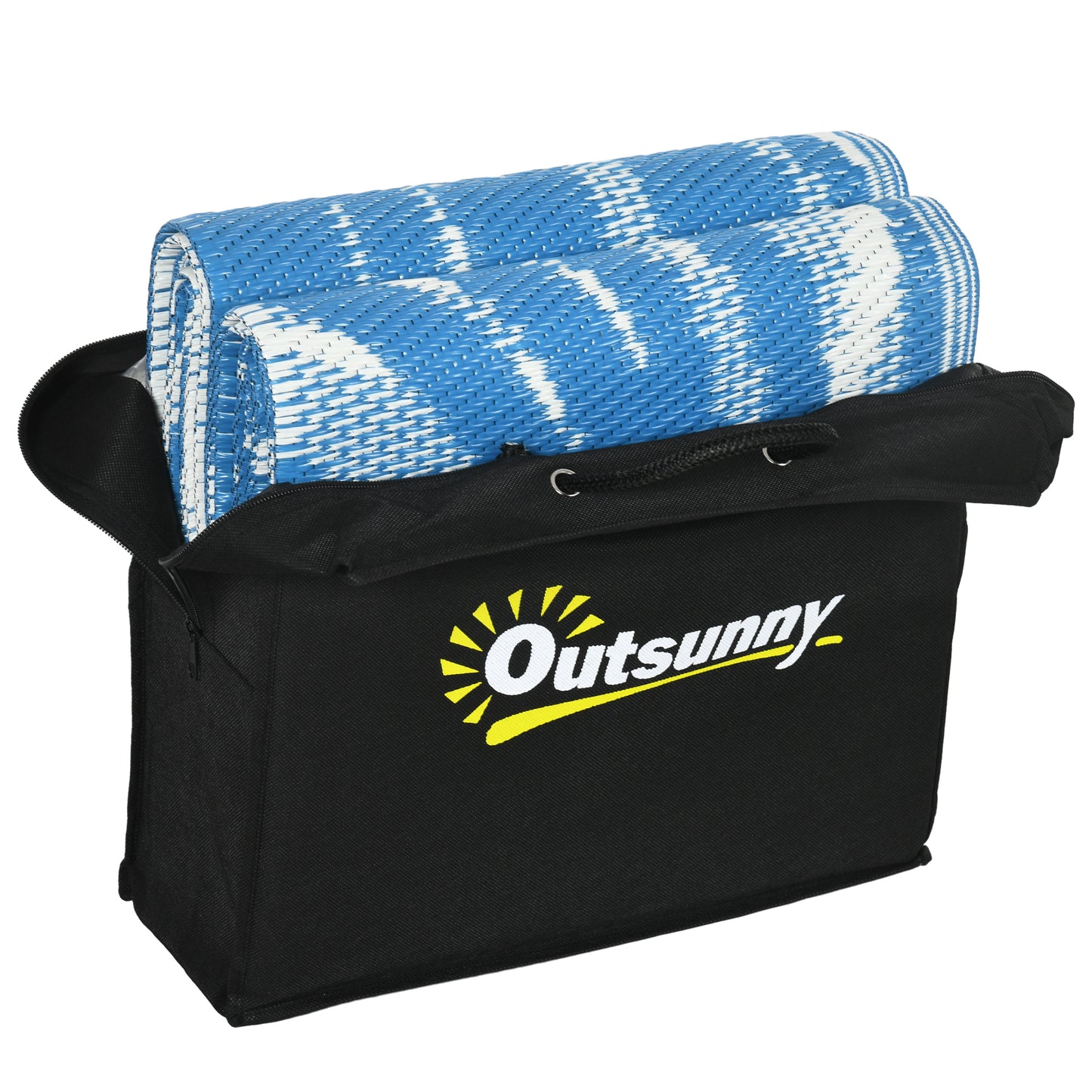 Reversible Waterproof Outdoor Rug W/ Carry Bag, 182 x 274cm, Blue