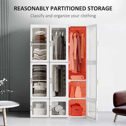 Portable Wardrobe, Clothes Organiser with Hanging Rods, White