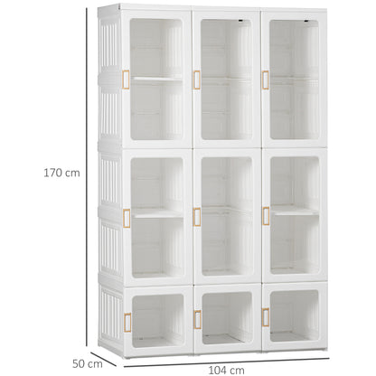 Portable Wardrobe, Clothes Organiser with Hanging Rods, White