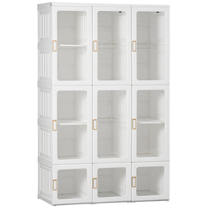 Portable Wardrobe, Clothes Organiser with Hanging Rods, White