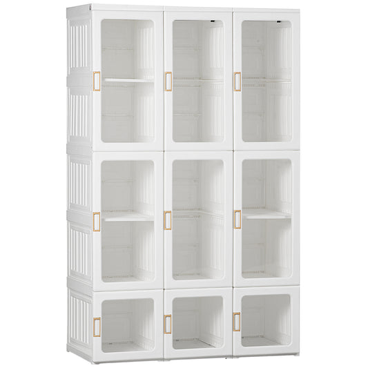 Portable Wardrobe, Clothes Organiser with Hanging Rods, White