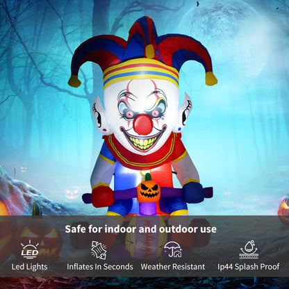 4ft Blow Up Outdoor Halloween Decoration, Clown on Bicycle