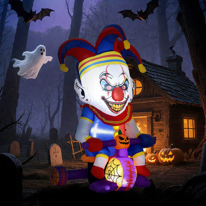 4ft Blow Up Outdoor Halloween Decoration, Clown on Bicycle