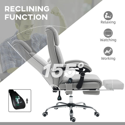 PU Vibration Massage Office Chair with Heat, Footrest, Light Grey
