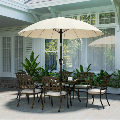 2m Shanghai Garden Parasol Umbrella, Outdoor Sun Shade, Cream White